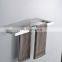 Wall mounted chromed bathrooms accessories stainless steel square double hanger towel bars rack holder set metal