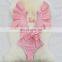 Vintage Retro One Piece Swimsuit 2021 Shoulder Ruffle Swimwear Women Belt Swimsuit Backless Bathing Suit Beachwear Monokini Swim