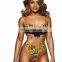 Customized Summer Women Solid Bikini African Print Swimwear Bikini Frauen Badebekleidung