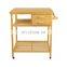 Organic Home Kitchen Furniture Bamboo Rolling Kitchen Trolley Serving Cart With Towel Rack And Wheels