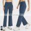 Custom Butt Lifting Workout Wear Gym Fitness High Waist Open Flared Wide Leg Pants Women Flare Yoga Pants With Side Pockets