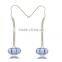 silver leaf shape shamballa murano glass earring with lampwork drops