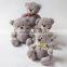 Plush Teddy Grey Bear with Color Bow Toy/ Plush Bear Toy Sitting High 18cm/Soft Stuffed Teddy Bear Grey and Drak Brown
