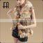 Factory direct wholesale price lady's rabbit fur knitted waistcoat with fox fur trim