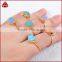 Fashion agate druzy double rings jewelry gold finger ring designs for girls