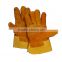 Cowhide Split Patch Palm Work Leather Glove With Safety Cuff