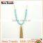 2016 handmade blue and white turquoise bead tassel chain necklace