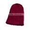 Chic pure color Men and women fashion wool knitted turtleneck cap with black hat