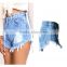 Wholesale 2016 Summer Fashion Women Damaged Hot Denim Pants Ladies Sexy Blue High Waist Tassel Fringed Ripped Short Jeans