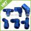 6AN Tee fitting with Female swivel on the run Blue or Black or Silver