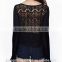wholesale Ladies Sexy Fashion Embroidery Lace back Long Sleeve chiffon top Blouse