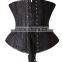 Women's 20 double steel boned corset underbust waist training shapewear santin fabrics with plum flowers body shaper