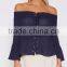 off Shoulder Tops With Eyelets and String Detail at Front Summer Fashion Woman Tops