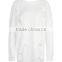Women Oversized Longline Plain White Ripped Sweater Dress Distressed Sweatshirt Blank Pullover Drop Shoulder