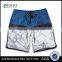 Blue Board Shorts With Digital Custom Print Pattern Zipper Mesh Right Leg Pocket Swim Trunk 87% Polyester 13% Spandex Shorts