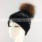 Myfur New Fashion Printing Beanie Winter Hat Type and Knitted Pompom Beanies