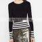 EY0861S European Style Fashion Stripe Pullover Women Sweater