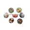 18mm Resin Fit Snap Button Bracelets Round Silver Tone At Random Flower Pattern , Knob Size: 5.5mm