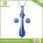 Double Cross with Gold Gothic Top Cross Stainless Steel Pendant