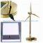 Golden Metal Wind Generator Model With Digital Clock
