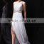 A-line One Shoulder Watteau Train Party dress Floor-length prom gown P030