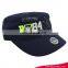 Fashion 3D embroidery and printing navy blue army hat flat top military hat