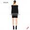 2017 Wholesale custom latest lady fashion black long sleeve sex off shoulder designs net knit dress