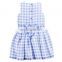 Top fashion dress for girl 5 years check fabric back button with waist belt