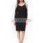 Kate Kasin Women's Long Sleeve V-Neck Cold Shoulder Cotton Black T-Shirt Dress KK000504-1