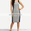 2016 Gray Bodycon Sexy Summer Casual Patchwork Sleeveless Back Slit Pencil Dress for Women Fashion Tank Dresses