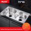 7540 Best quality double bowls 201 material stainless steel kitchen laundry sink