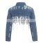 Denim 2020  Autumn Women's clothing Sexy Ripped Jacket Fashion Fringed Chain Ladies Short Crop Top