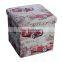 Hot sale good quality printed PU foldable seat box folding storage stool folding bed ottoman