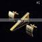 New Men Metal Necktie Tie Bar Clasp Clip Cufflinks Sets Gold Simple Party Gift