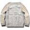 100% cotton Stripes sleeves kids knitted grey sweater
