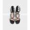 Low heel flat women fancy beautiful design handmade with back zip closure sandals shoes ladies gladiator footwear