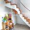 Floating Zigzag staircase in white painted Birch hardwood with Glass