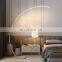 New Simple Fishing Arc Floor Lamp Living Room Bedroom Bedside Black And White Nordic LED Floor Standing Light