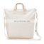 Promotional cotton canvas tote shoulder bag with zipper logo printed beach bag handbag