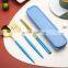 Ecofriendly Reusable Stainless Steel Portable Fork Spoon Chopsticks Travel Cutlery Set with Case