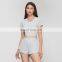 New 2 Piece Built In Bra Crop Top And 2-In-1 Quick Dry Shorts Tennis Sports Yoga Gym Clothes Women Outfit Wear Fitness Suit Set