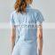 Wholesale Women Half Zip Lapel Short Sleeve T-Shirt High Quality Loose Gym Yoga Wear Workout Sports Athletic Tennis Shirt Top