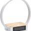 3 in 1 Wireless Charger Touch Control LED Desk Lamp With Night Light Alarm Clock-15W Output Power Wooden Bedside Table Lamp