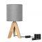 Modern Garden Wood Art Tripod Table Lamp Hotel Bedroom Bedside Lamp