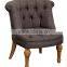 Tufted wooden vintage gray linen fabric upholstery chair