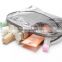 Personalized High quality Newest half moon lace printing transparent PVC makeup bag