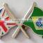 UK and Pakistan cross national flag lapel pin badge