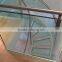 Custom Double Stringer Laminated Glass Treads Curved Staircase in White Stringer and Glass Railing