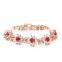 Wedding Jewelry 18 K Gold / White Gold Plated Inlay Red Zircon Cubic Bracelets