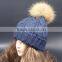 wholesale warm winter raccon fur pom hat for women